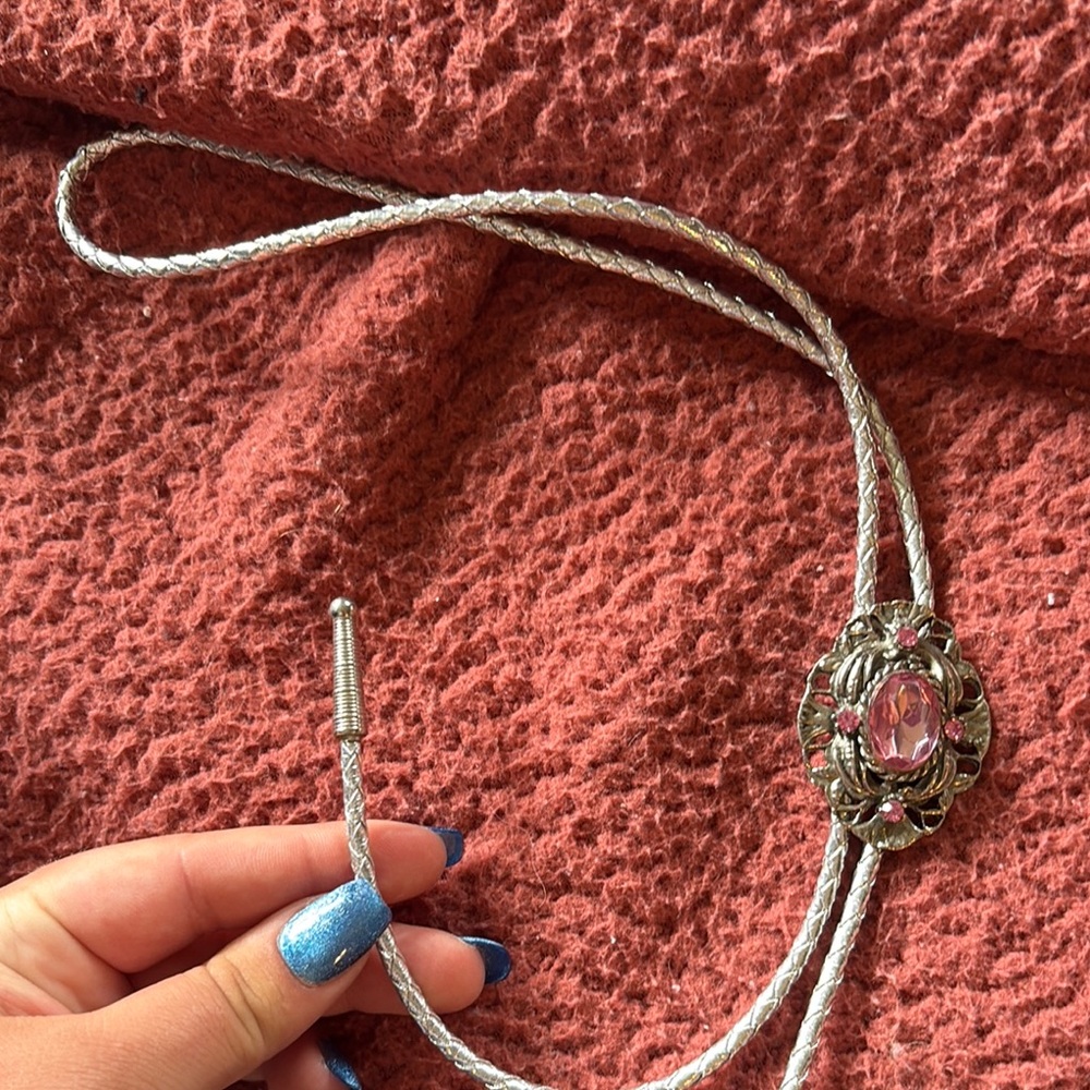 Elegant Silver and Pink Women's Tie
